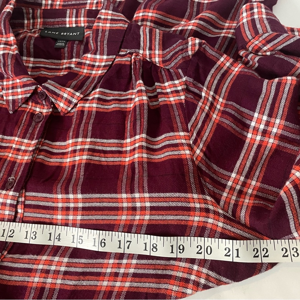 Lane Bryant Sz 14/16 No Peek Collection Plaid Flannel Shirt Blouse - Picture 7 of 9